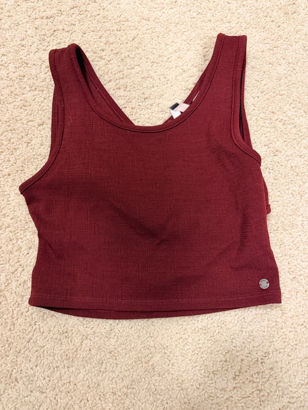 Roxy Maroon Ribbed Crop Tank